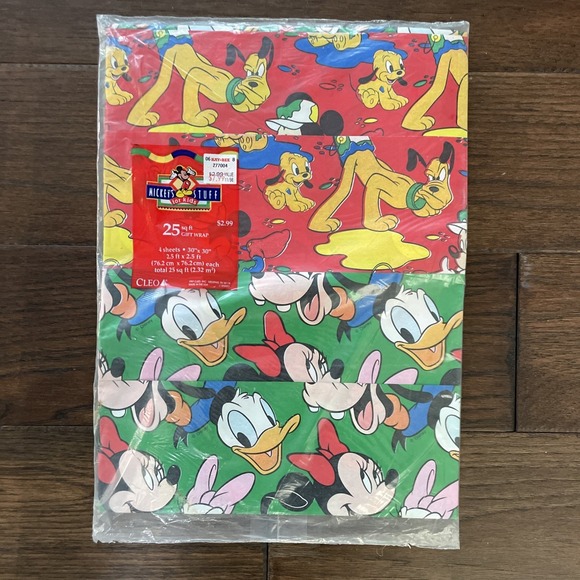 Other - Vintage 80's Wrapping Paper Lot Disney, Mickey Birthday 25 Sq